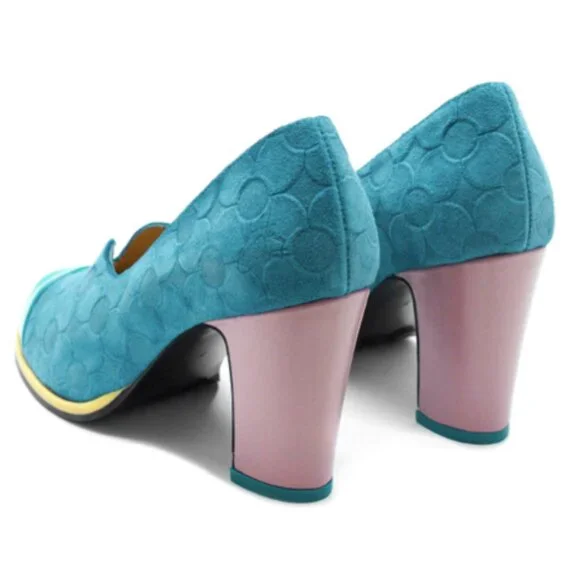 John Fluevog Shoes Attic Iris Patent Toe Pump in Blue Leather Women's Size 6-6.5 - Picture 2 of 16